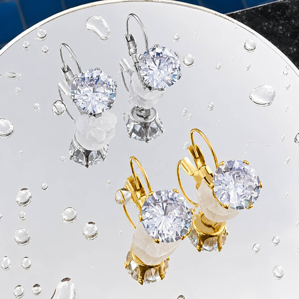 Earrings, 18K Gold Plated Steel