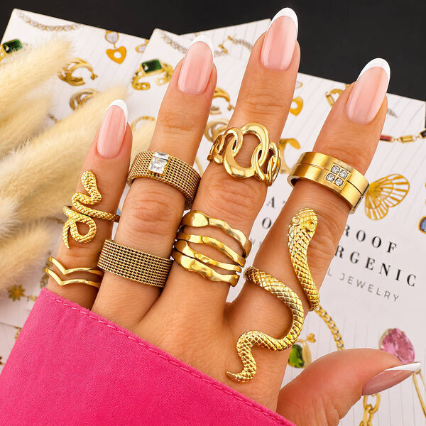 "Snake" Ring, 18K Gold Plated Steel