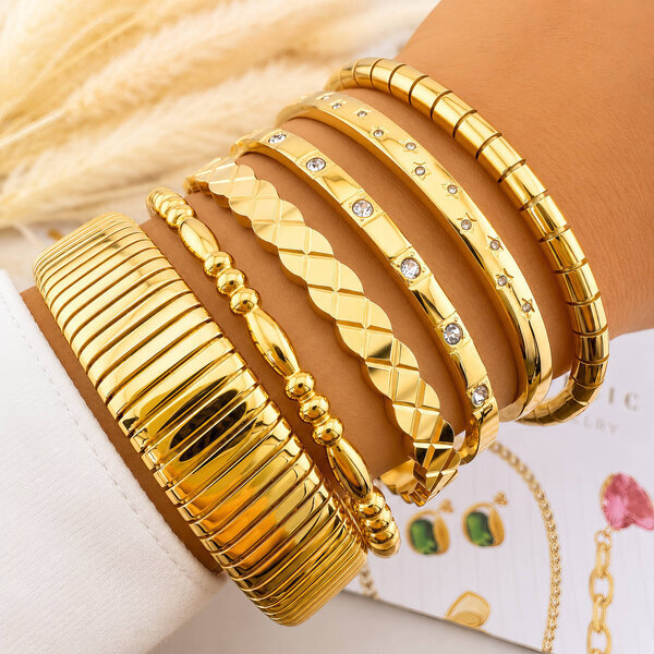 "Star" Bracelet, 18K Gold Plated Steel