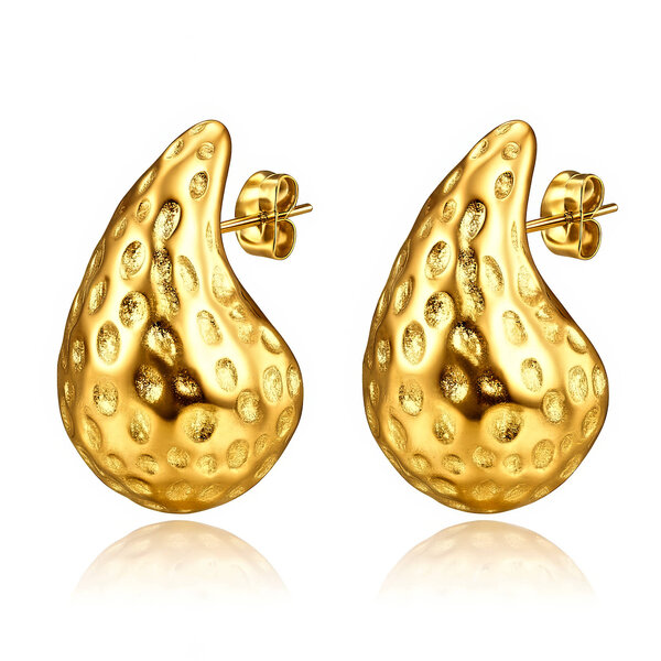 "Teardrops" Earrings, 18K Gold Plated Steel
