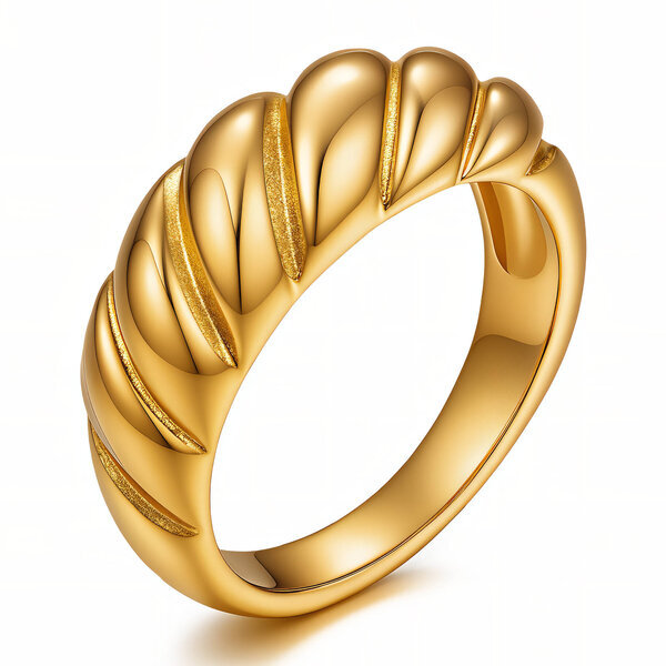 "Croissant" Ring, 18K Gold Plated Steel