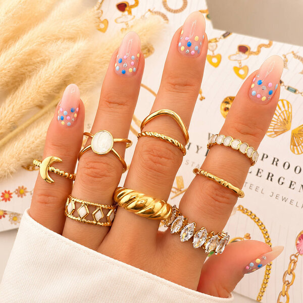 Ring, 18K Gold Plated Steel