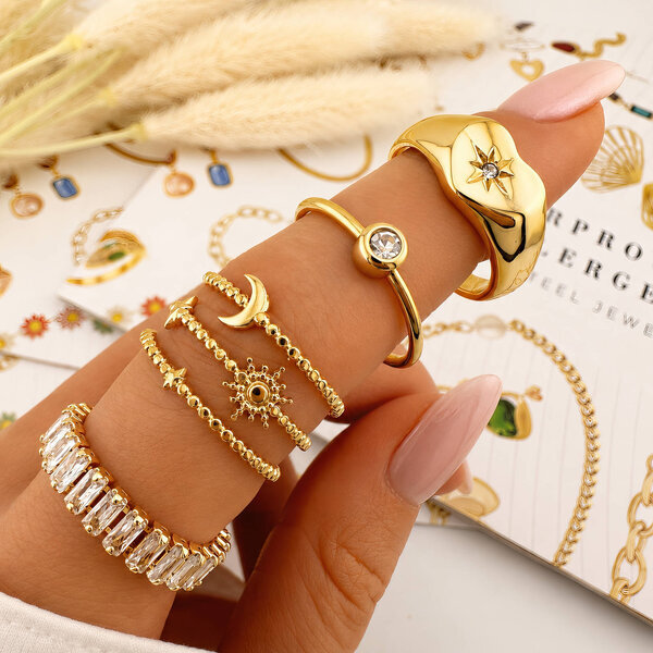 Ring, 18K Gold Plated Steel