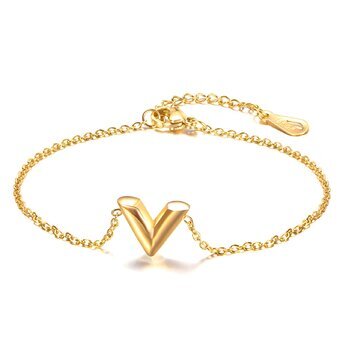 18K gold plated Stainless steel  "Letter "V"" bracelet, Intensity