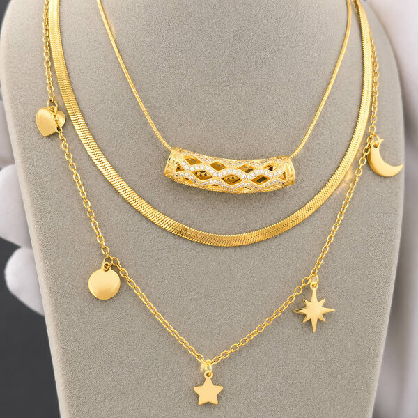"Star" Necklace, 18K Gold Plated Steel