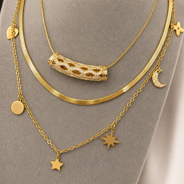 "Star" Necklace, 18K Gold Plated Steel