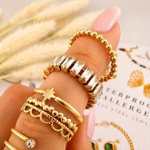 Ring, 18K Gold Plated Steel