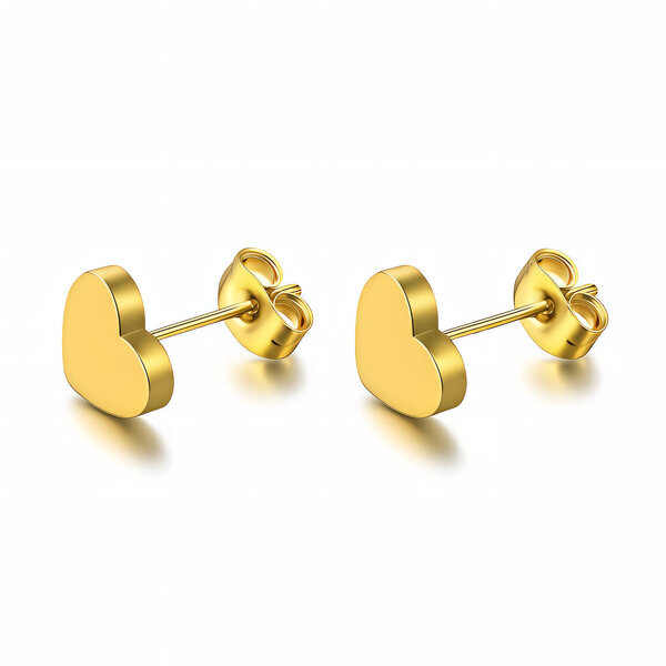 "Hearts" Earrings, 18K Gold Plated Steel