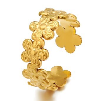 18K gold plated Stainless steel  "Flowers" finger ring, Intensity