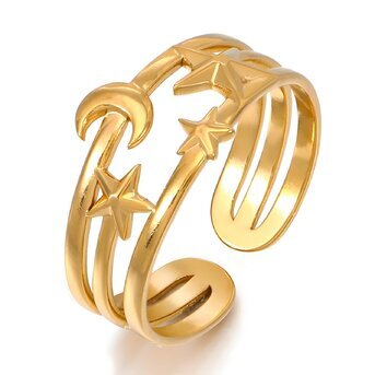 18K gold plated Stainless steel  "Astrology" finger ring, Intensity