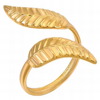 18K gold plated Stainless steel  "Leafs" finger ring, Intensity