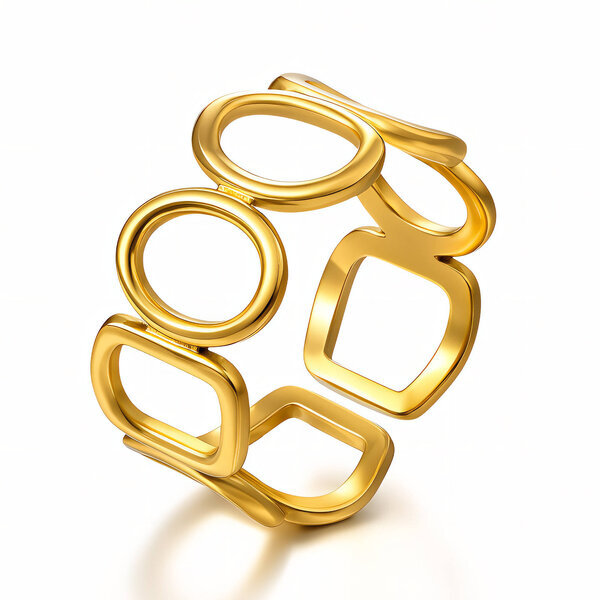 Ring, 18K Gold Plated Steel