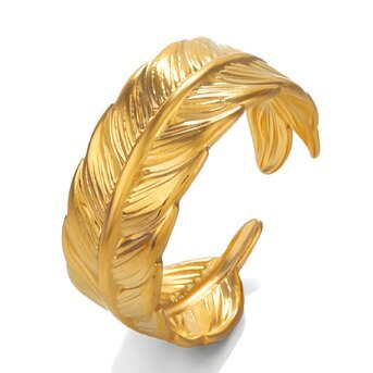 18K gold plated Stainless steel  "Leafs" finger ring, Intensity