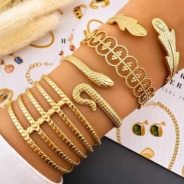 "Snake" Bracelet, 18K Gold Plated Steel