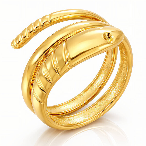 "Snakes" Ring, 18K Gold Plated Steel