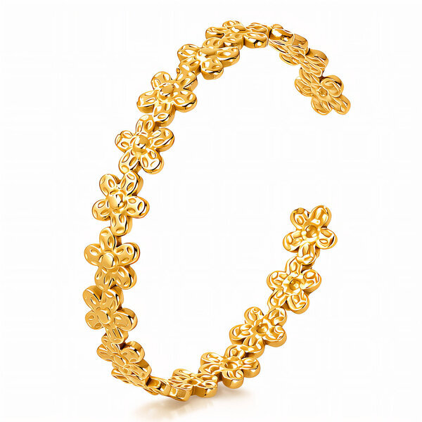 "Flowers" Bracelet, 18K Gold Plated Steel