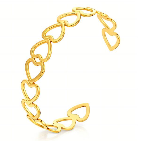 "Hearts" Bracelet, 18K Gold Plated Steel