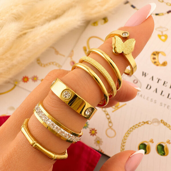 "Butterfly" Ring, 18K Gold Plated Steel