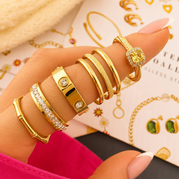 Ring, 18K Gold Plated Steel