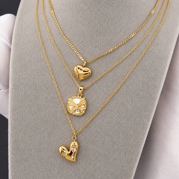 "Heart" Necklace, 18K Gold Plated Steel