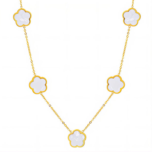 "Flower Meadow" Necklace, 18K Gold Plated Steel