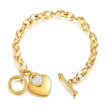 18K gold plated Stainless steel  "Hearts" bracelet, Intensity