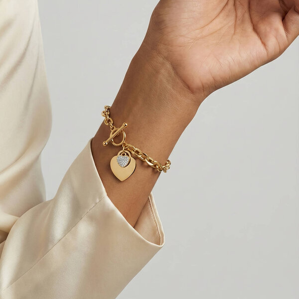 "Hearts" Bracelet, 18K Gold Plated Steel