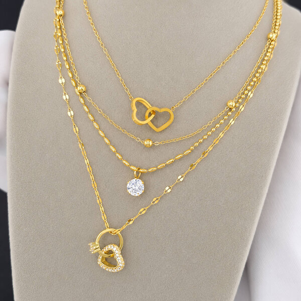 Necklace, 18K Gold Plated Steel