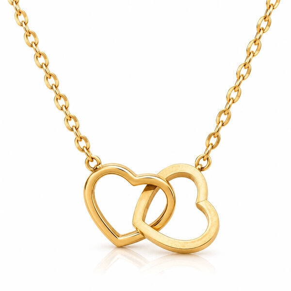 "Hearts" PVD Gold-Plated Steel Necklace - Intensity