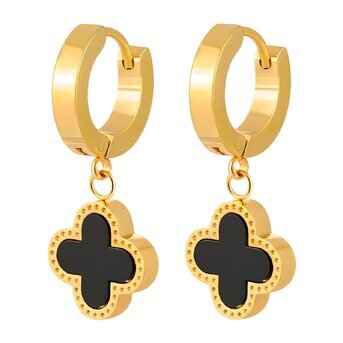 18K gold plated Stainless steel  "Four-leaf clover" earrings, Intensity