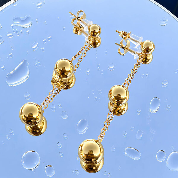 Earrings, 18K Gold Plated Steel