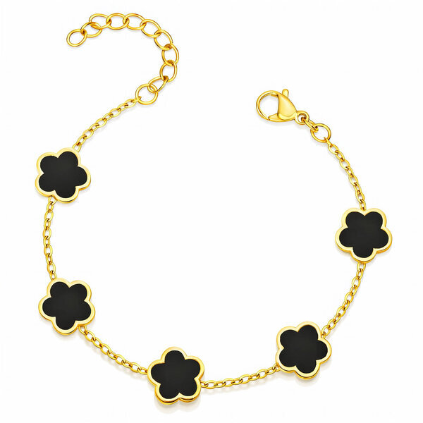 "Flower Meadow" Bracelet, 18K Gold Plated Steel