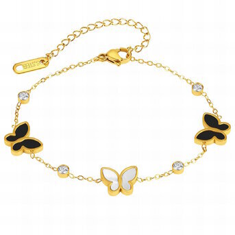 18K gold plated Stainless steel  "Butterflies" bracelet, Intensity