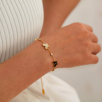 18K gold plated Stainless steel  "Butterflies" bracelet, Intensity