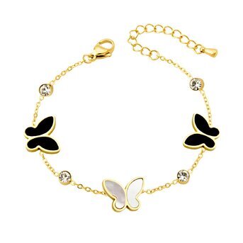 18K gold plated Stainless steel  "Butterflies" bracelet, Intensity