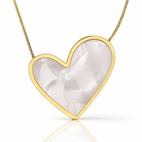 "Heart" Necklace, 18K Gold Plated Steel
