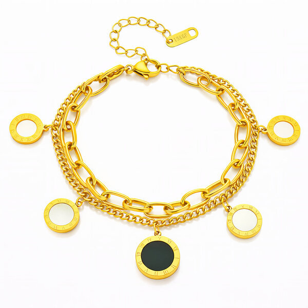 Bracelet, 18K Gold Plated Steel