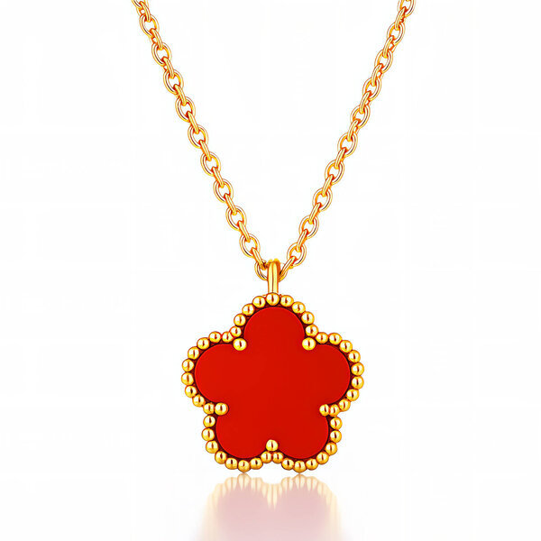 "Flower" Necklace, 18K Gold Plated Steel