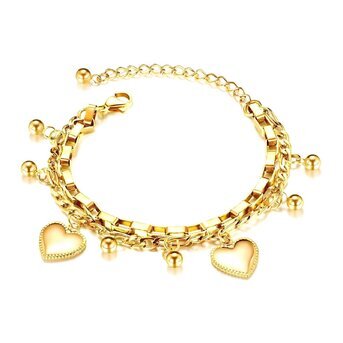 18K gold plated Stainless steel  "Hearts" bracelet, Intensity