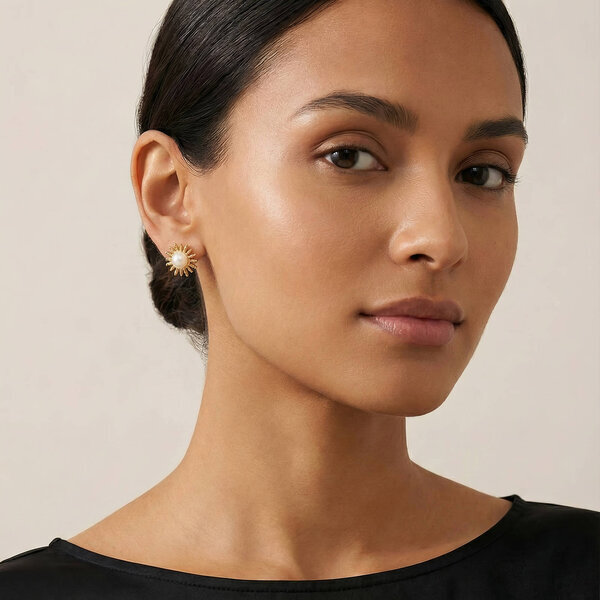 Earrings, 18K Gold Plated Steel