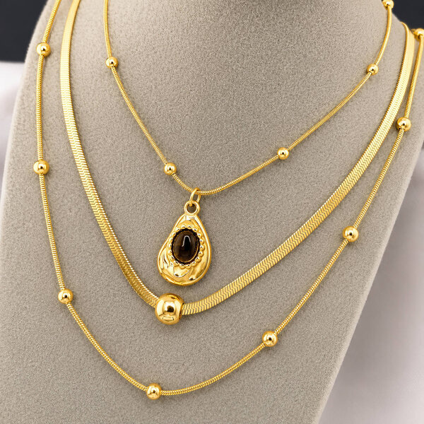 Necklace, 18K Gold Plated Steel