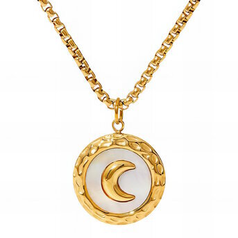 18K gold plated Stainless steel  "Crescent" necklace, Intensity