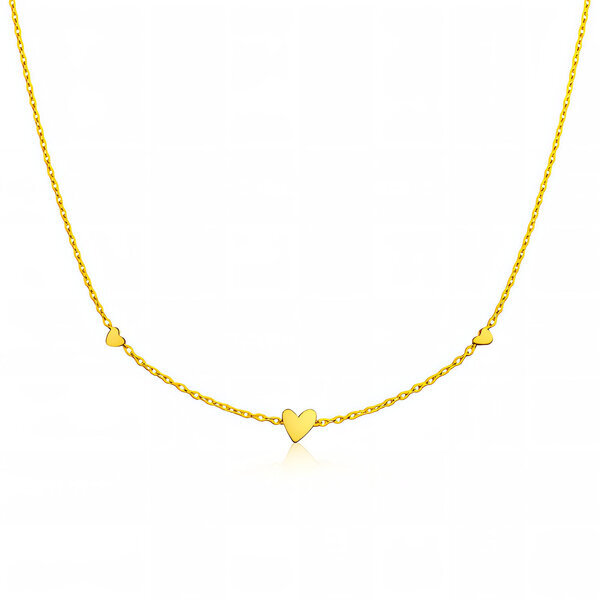 "Hearts" Necklace, 18K Gold Plated Steel