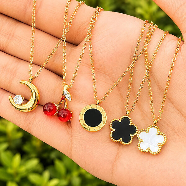 "Crescent" Necklace, 18K Gold Plated Steel