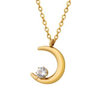 18K gold plated Stainless steel  "Crescent" necklace, Intensity