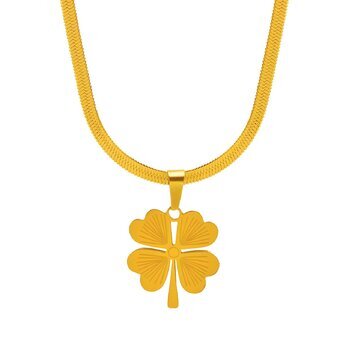 18K gold plated Stainless steel  "Four-leaf clover" necklace, Intensity