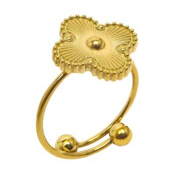 18K gold plated Stainless steel  "Four-leaf clover" finger ring, Intensity