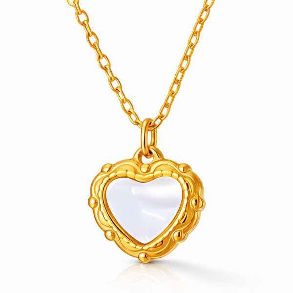 "Hearts" Necklace, 18K Gold Plated Steel
