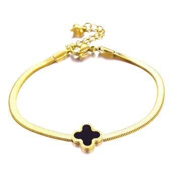 18K gold plated Stainless steel  "Four-leaf clover" bracelet, Intensity