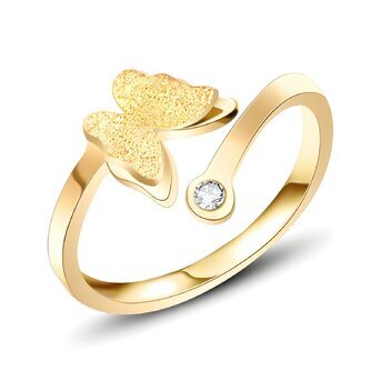 18K gold plated Stainless steel  "Butterfly" finger ring, Intensity